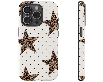 Polka Dot Leopard Star Phone Case for iPhone 17 16 15 14 13 12 11 Samsung Galaxy Google Pixel