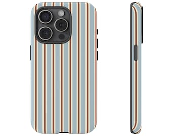 Blue Yellow Brown Striped Phone Case for iPhone 17 16 15 14 13 12 11 Samsung Galaxy Google Pixel
