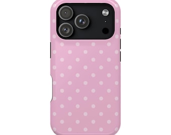 Light Pink Polka Dot MagSafe Phone Case for iPhone 13 14 15 16 17  Pro Max Mini Plus