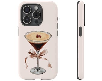 Espresso Martini Phone Case, Cute Phone Case, Cocktail Tough Phone Case for iPhone 17 16 15 14 13 12 11 pro max Samsung Galaxy S25 S24 Pixel