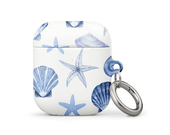 Blue Seashell Beach AirPods Case for 1st, 2nd, and 3rd generation AirPods and 1st and 2nd gen AirPods Pro