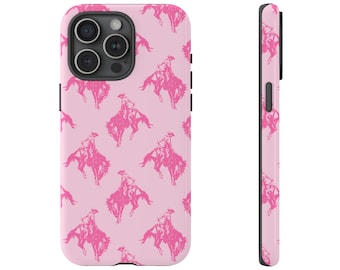 Y2K Aesthetic Retro Western Pink Cowgirl Tough Phone Case for iPhone 17 16 15 14 13 12 11, Samsung Galaxy and Google Pixel