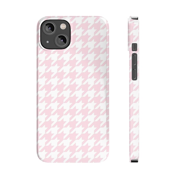 Pink Houndstooth Slim Phone Cases for iPhone 7 8 Plus XR Xs Max 11 12 13 14 15 Pro Max Mini