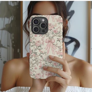 Spring Floral Bow Phone Case Bow Flower Tough Phone Case for iPhone 16 15 14 13 12 11 pro max Samsung Galaxy S24 S23 S22