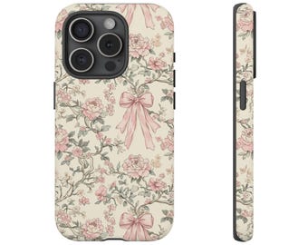 Spring Floral Bow Phone Case Bow Flower Tough Phone Case for iPhone 17 16 15 14 13 12 11 pro max Samsung Galaxy S24 S23 S22