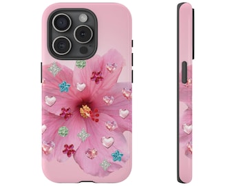 Hibiscus Gem Phone Case for iPhone 17 16 15 14 13 12 11 Samsung Galaxy Google Pixel