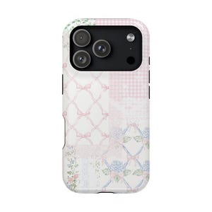 SPITZE MagSafe Handyhülle Bogen Spitze Quilt Patchwork Magnetische Tough Case für 13 14 15 16 17 Pro Max Mini Plus