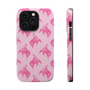 Y2K Estética Retro Western Rosa Cowgirl MagSafe Capa Resistente para iPhone 13 14 15 Pro Max Mini Plus