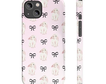 Bunny Bow Phone Case Rabbit Slim Phone Case for iPhone 7 8 Plus XR Xs Max 11 12 13 14 15 16 Pro Max Mini