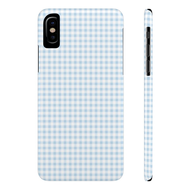 Pastel Blue Gingham Phone Case Summer Slim Phone Case for iPhone 7 8 Plus XR Xs Max 11 12 13 14 15 Pro Max Mini image 9