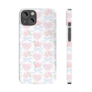 Heart Bow Phone Case Preppy Phone Case Slim Phone Case for for iPhone 7 8 Plus XR Xs Max 11 12 13 14 15 Pro Max Mini
