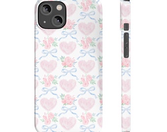 Heart Bow Phone Case Preppy Phone Case Slim Phone Case for for iPhone 7 8 Plus XR Xs Max 11 12 13 14 15 Pro Max Mini