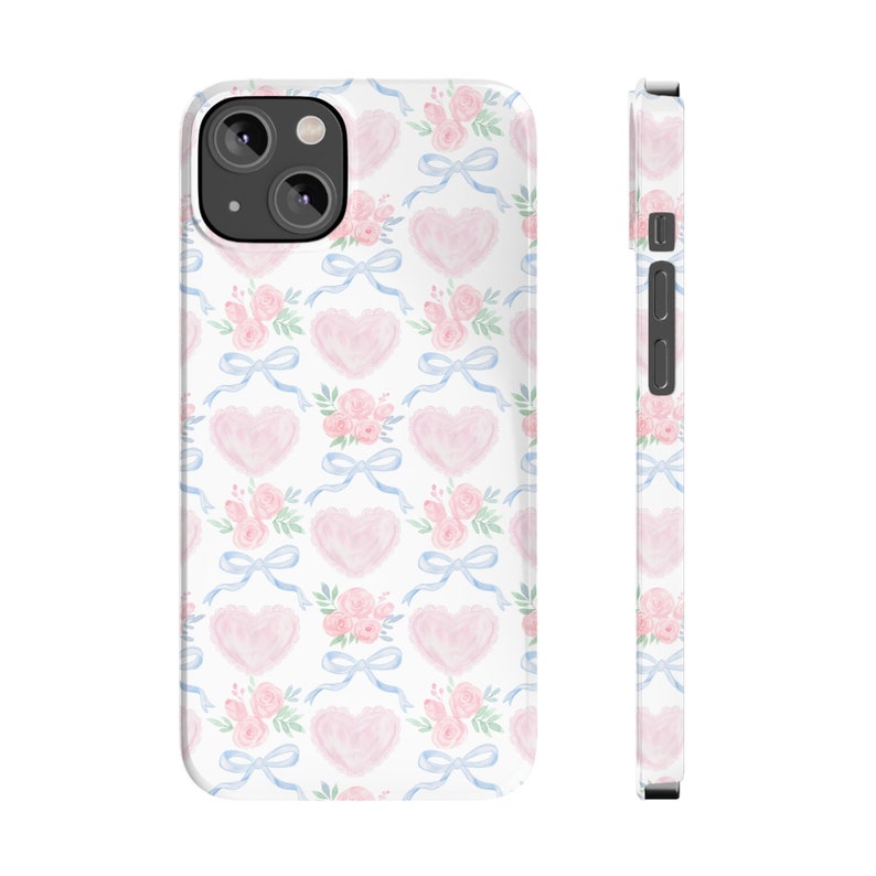 Heart Bow Phone Case Preppy Phone Case Slim Phone Case for for iPhone 7 8 Plus XR Xs Max 11 12 13 14 15 Pro Max Mini image 1