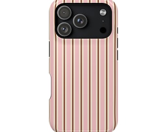 Pink Yellow Brown Striped MagSafe Phone Case for iPhone 13 14 15 16 17 Pro Max Mini Plus