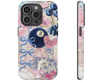 Funda para teléfono con collage de 8 bolas, estética, moderna y resistente, para iPhone 17, 16, 15, 14, 13, 12, 11 Pro Max Plus y Samsung Galaxy.