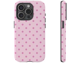 Pink Polka Dot Phone Case for iPhone 17 16 15 14 13 12 11 pro max Samsung Galaxy Google Pixel