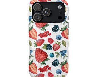 Strawberry MagSafe iPhone Case Berries Phone Case Magnetic Tough Cases for iPhone 13 14 15 16 17 Pro Max Mini Plus SweetCaseUS