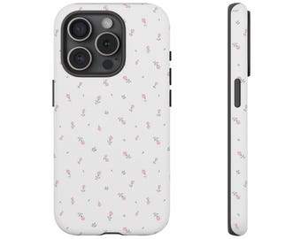 Pink Flower Phone Case Cute Spring Ditsy Floral Tough Phone Case for  iPhone 17 16 15 14 13 12 11 Pro Max Plus, Samsung Galaxy