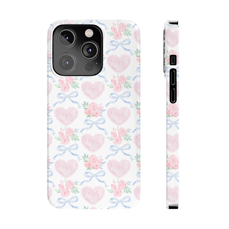 Heart Bow Phone Case Preppy Phone Case Slim Phone Case for for iPhone 7 8 Plus XR Xs Max 11 12 13 14 15 Pro Max Mini image 2