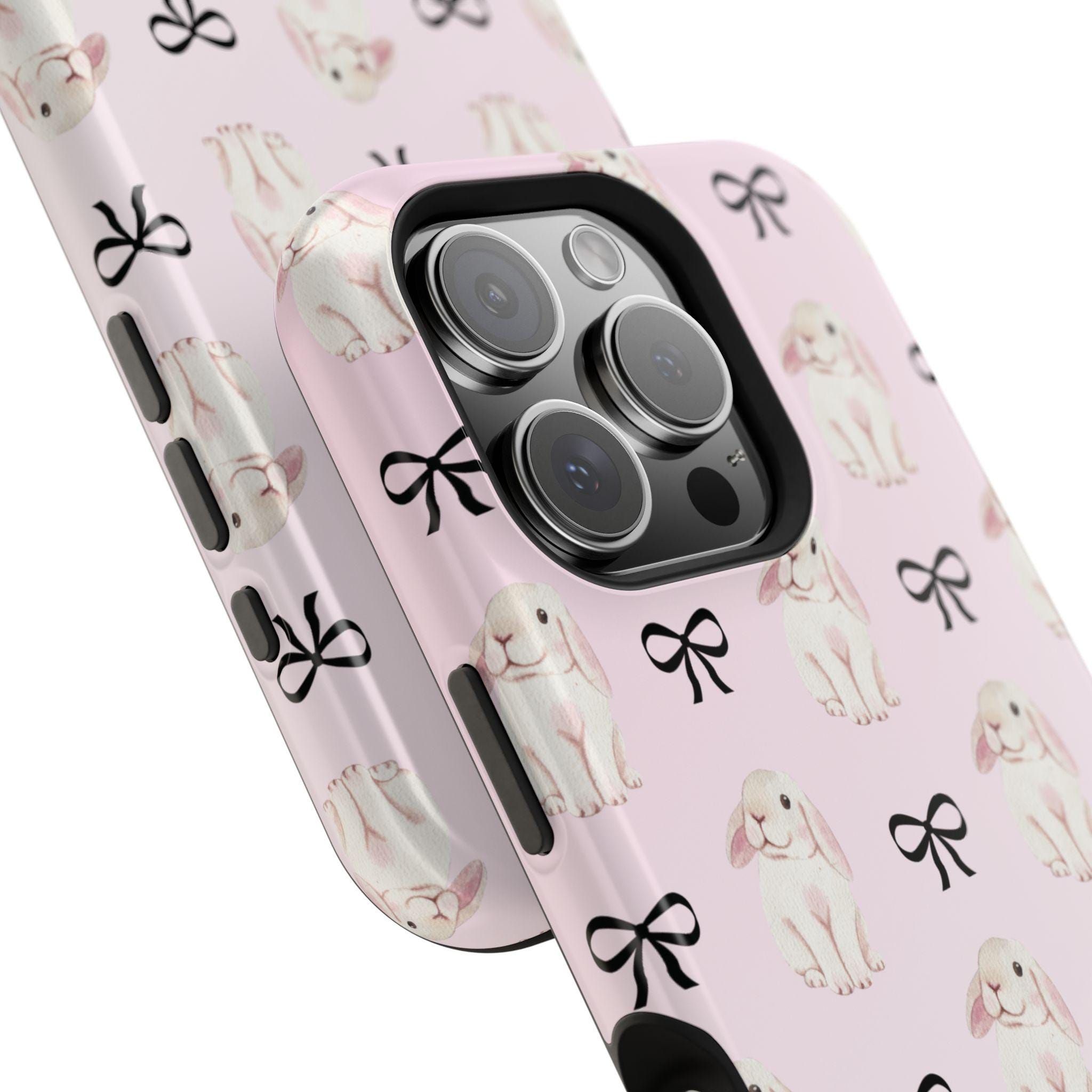iPhone16ProMAX Ribbon Bunnies MagSafe対応 Bunny Bow Phone Case Rabbit Magsafe Tough Phone Case for