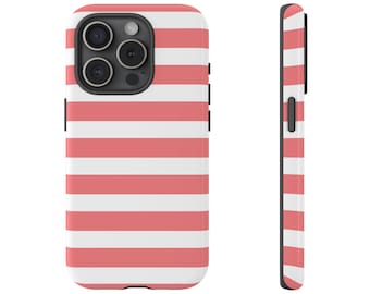 Coral Striped Phone Case for iPhone 17 16 15 14 13 12 11 Samsung Galaxy Google Pixel