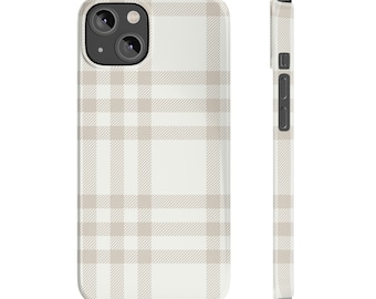Latte Plaid Slim Phone Case for iPhone 7 8 Plus XR Xs Max 11 12 13 14 15 Pro Max Mini