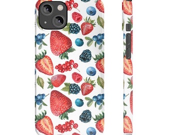 Berries Phone Case Aesthetic Cute Strawberry Slim Phone Case for iPhone 7 8 Plus XR Xs Max 11 12 13 14 15 Pro Max Mini