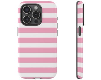 Pink Striped Phone Case for iPhone 17 16 15 14 13 12 11 Samsung Galaxy Google Pixel
