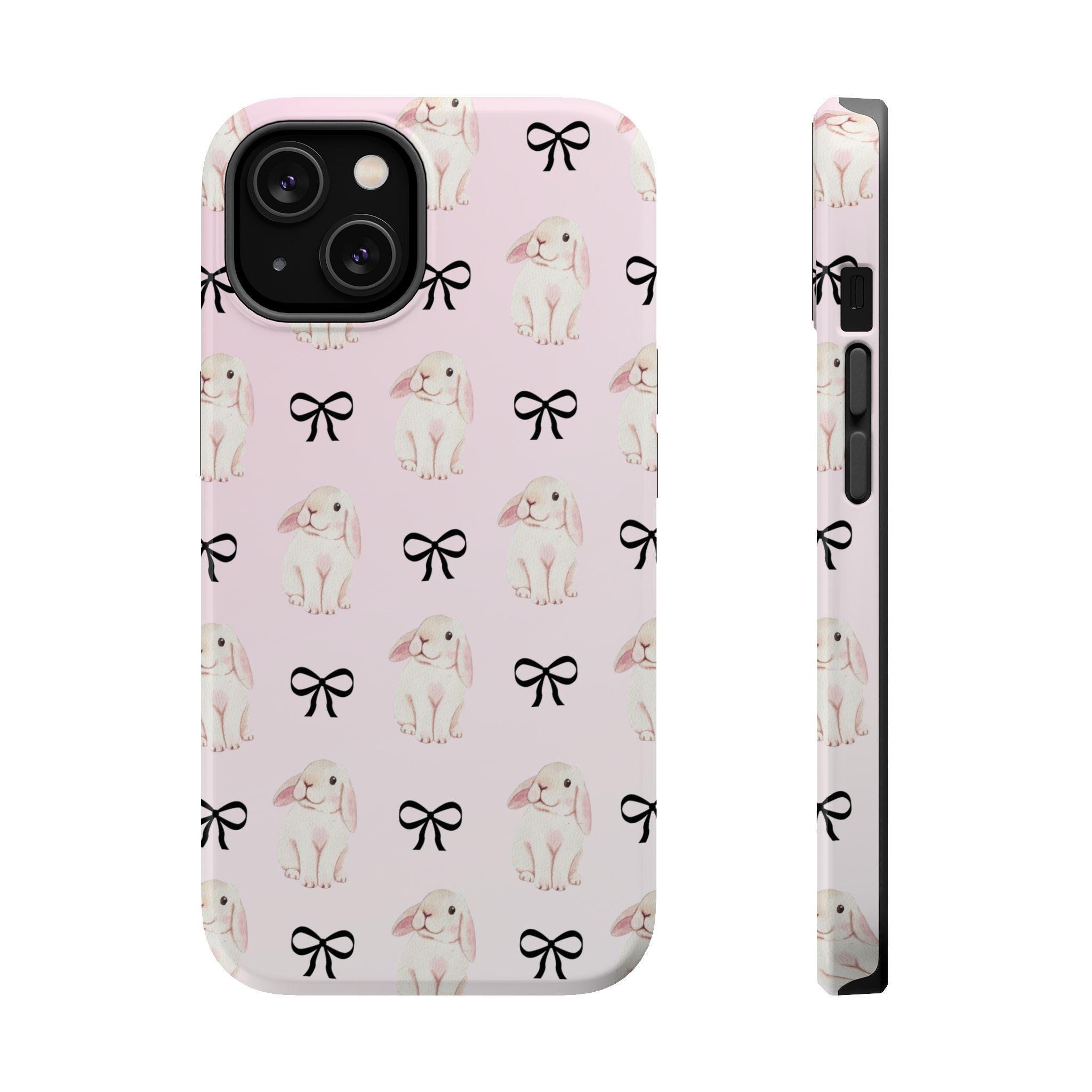 iPhone16Pro ケース Ribbon Bunnies MagSafe対応 Bunny Bow Magsafe Phone Case Rabbit Magsafe Tough Phone Case for