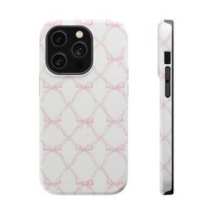 Shabby Chic Bow Phone Case Bows MagSafe Tough Phone Case for iPhone 13 14 15 Pro Max Mini Plus