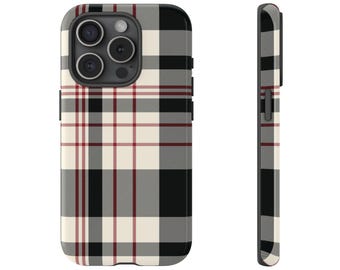 Preppy Black Red Plaid Phone Case Cream Tartan Preppy Plaid Tough Phone Case for Phone and Samsung Galaxy