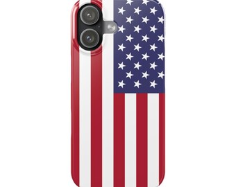 Funda delgada con la bandera estadounidense para iPhone 11 12 13 14 15 16 17 Pro Max Mini