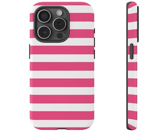 Hot Pink Striped Phone Case for iPhone 17 16 15 14 13 12 11 Samsung Galaxy Google Pixel