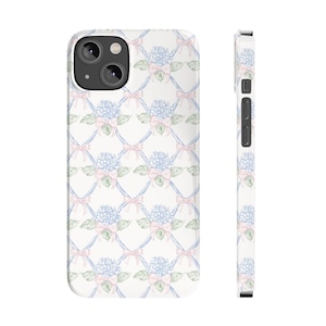 Shabby Chic Hydrangea Bow Bouquet Phone Case Floral phone Case for iPhone 7 8 Plus XR Xs Max 11 12 13 14 15 Pro Max Mini