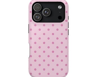 Pink Polka Dot MagSafe Phone Case for iPhone 13 14 15 16 17 Pro Max Mini Plus