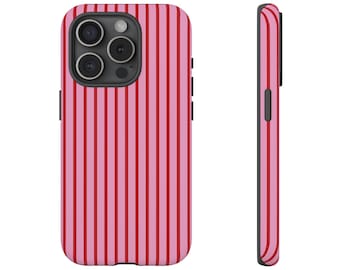 Rot Rosa Streifen Handytasche Niedliche Ästhetik Preppy Handytasche Handyhülle für iPhone 16 15 14 13 12 11 Samsung Galaxy Google pixel