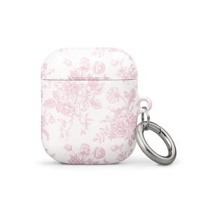 Étui pour téléphone rose à fleurs en toile de Jouy, rose, pour AirPods 1re, 2e et 3e générations et AirPods Pro 1re et 2e générations