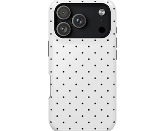Funda MagSafe con lunares pequeños en blanco y negro para iPhone 13, 14, 15, 16 y 17 Pro Max, Mini Plus