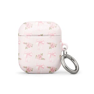 Pink Coquette Vintage Floral Bow AirPods Case for 1st, 2nd, and 3rd generation AirPods and 1st and 2nd gen AirPods Pro