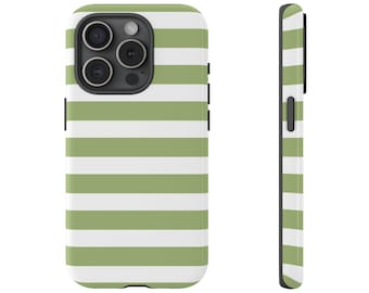 Green Striped Phone Case for iPhone 17 16 15 14 13 12 11 Samsung Galaxy Google Pixel