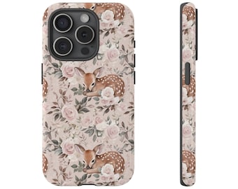 Floral Deer Phone Case for iPhone 17 16 15 14 13 12 11 pro max Samsung Galaxy Google Pixel