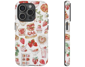 Strawberry Phone Case Süße Erdbeere Tough Phone Case für iPhone 16 15 14 13 12 11 Samsung Galaxy