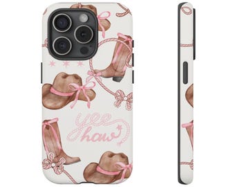 Cowgirl-telefoonhoesje Coquette roze Cowgirl stoere telefoonhoes voor iPhone 17 16 15 14 13 12 11, Samsung Galaxy en Google Pixel