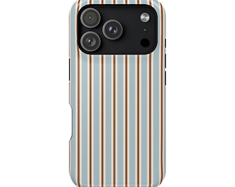 Blue Yellow Brown Striped MagSafe Phone Case for iPhone 13 14 15 16 17 Pro Max Mini Plus