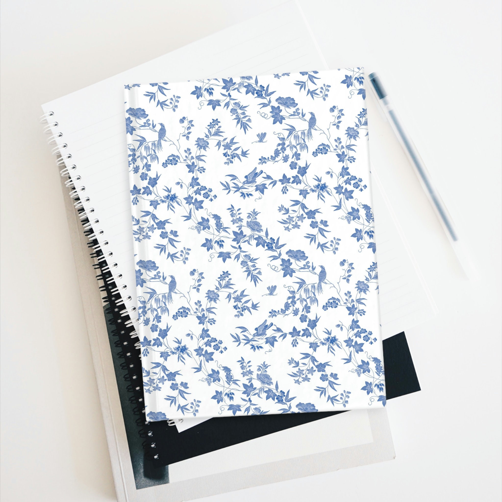 Vintage Blue White Floral Journal Flower Notebook Ruled Line - Etsy