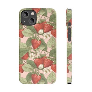 Strawberry Phone Case Aesthetic Cute Strawberries Slim Phone Case for iPhone 7 8 Plus XR Xs Max 11 12 13 14 15 Pro Max Mini