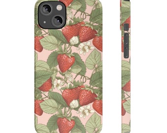 Strawberry Phone Case Aesthetic Cute Strawberries Slim Phone Case for iPhone 7 8 Plus XR Xs Max 11 12 13 14 15 Pro Max Mini