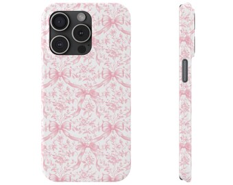 Roze Coquette Toile Leuke Strik Toile Slanke Telefoon Case voor iPhone 7 8 Plus XR Xs Max 11 12 13 14 15 16 17