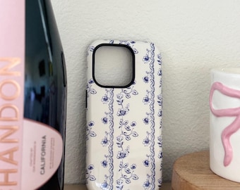 Blue Lace Phone Case for iPhone 17 16 15 14 13 Max Plus Samsung Galaxy s26 Google Pixel