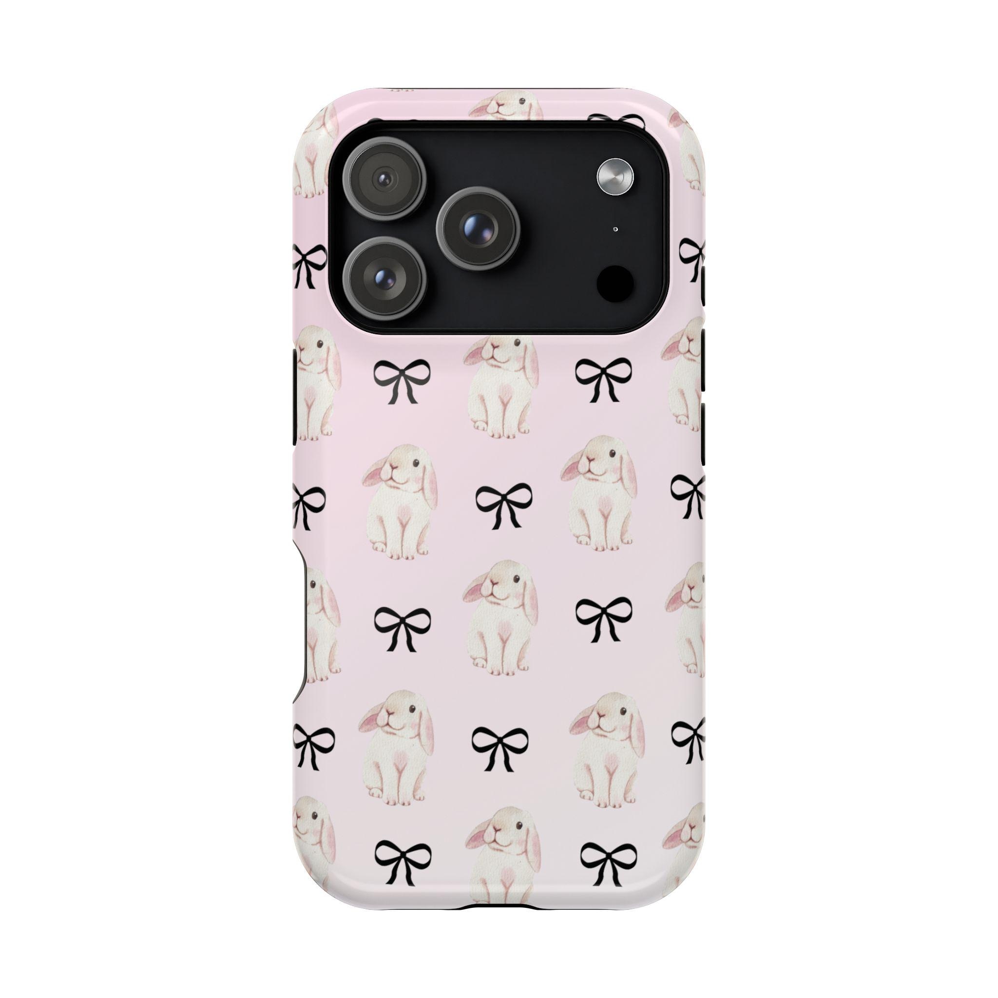 iPhone16ProMAX Ribbon Bunnies MagSafe対応 Bunny Bow Phone Case Rabbit Magsafe Tough Phone Case for